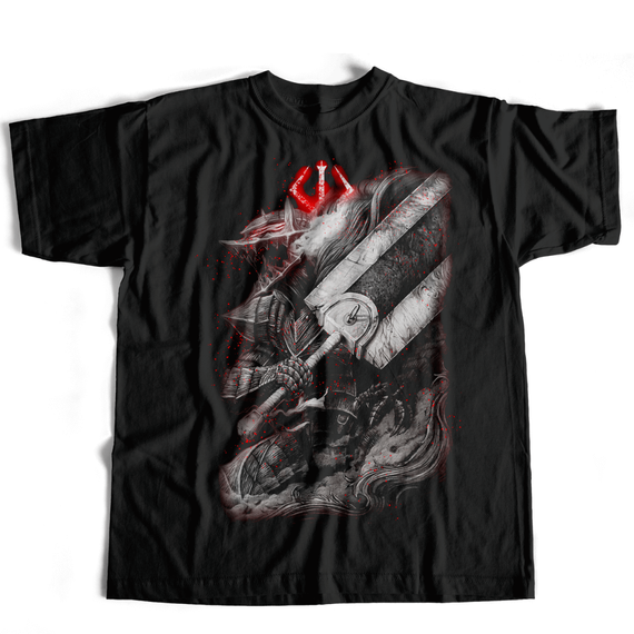  Camiseta Berserk - Guts Forma Berserk Preto Feito a mão