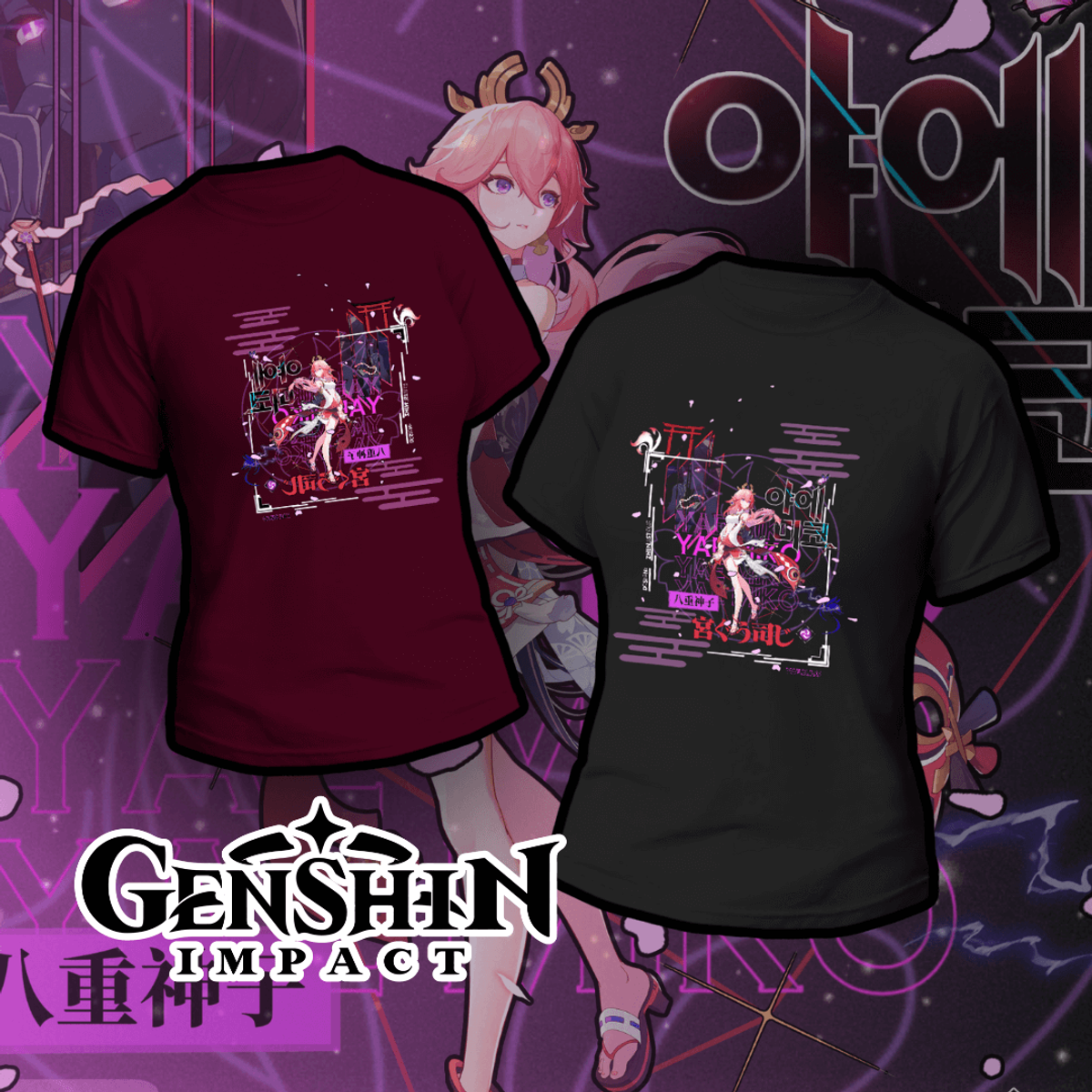 Nome do produto:  Camiseta Genshin Impact - Yae Miko Dark Colors