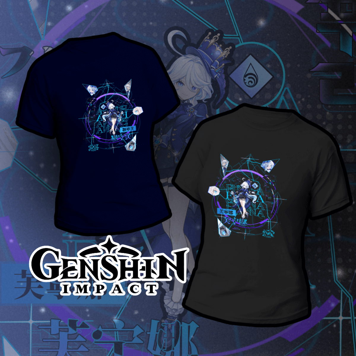 Nome do produto:  Camiseta Genshin Impact - Furina Dark Colors