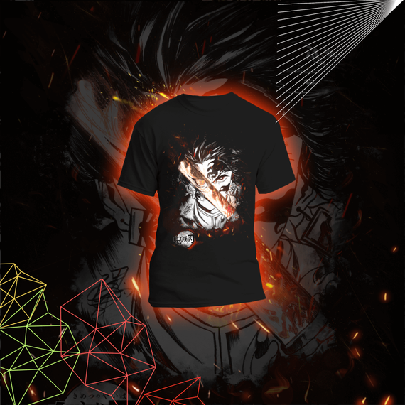 Camiseta Kimetsu no Yaiba, Kimetsu no Yaiba, Demons Slayer, T-Shirt Kimetsu no Yaiba feito a mão - Preto