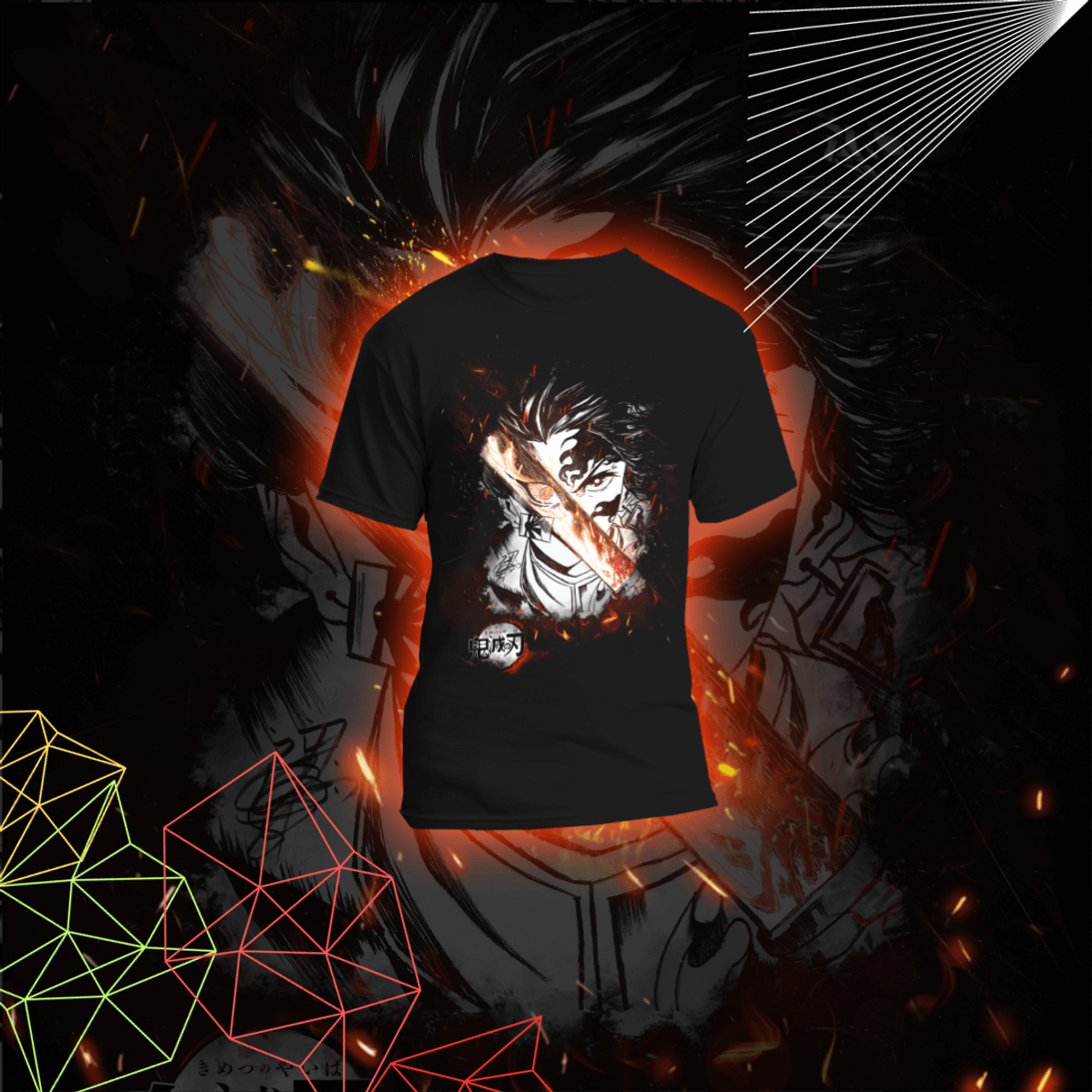 Nome do produto: Camiseta Kimetsu no Yaiba, Kimetsu no Yaiba, Demons Slayer, T-Shirt Kimetsu no Yaiba feito a mão - Preto