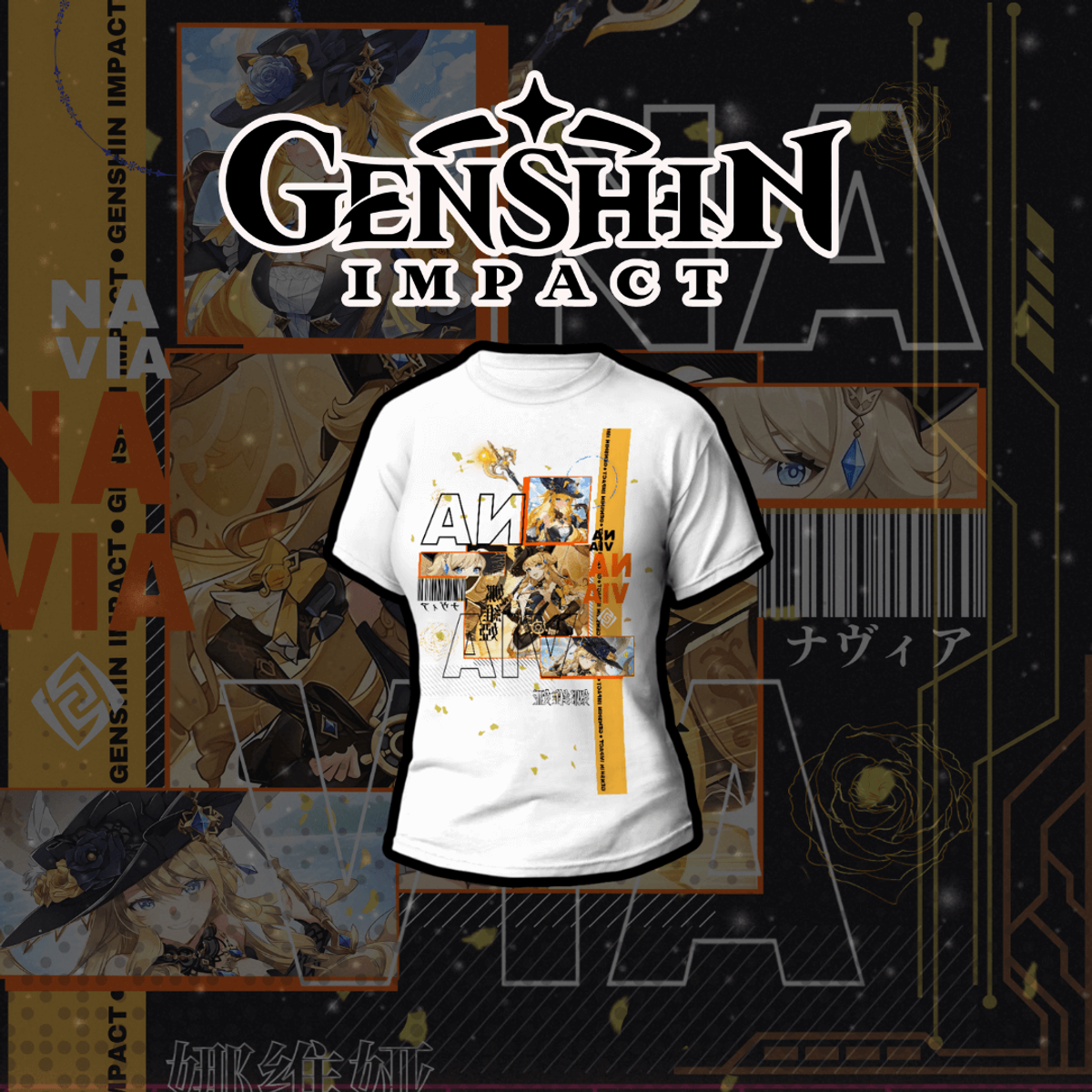Nome do produto:  Camiseta Genshin Impact - Navia 