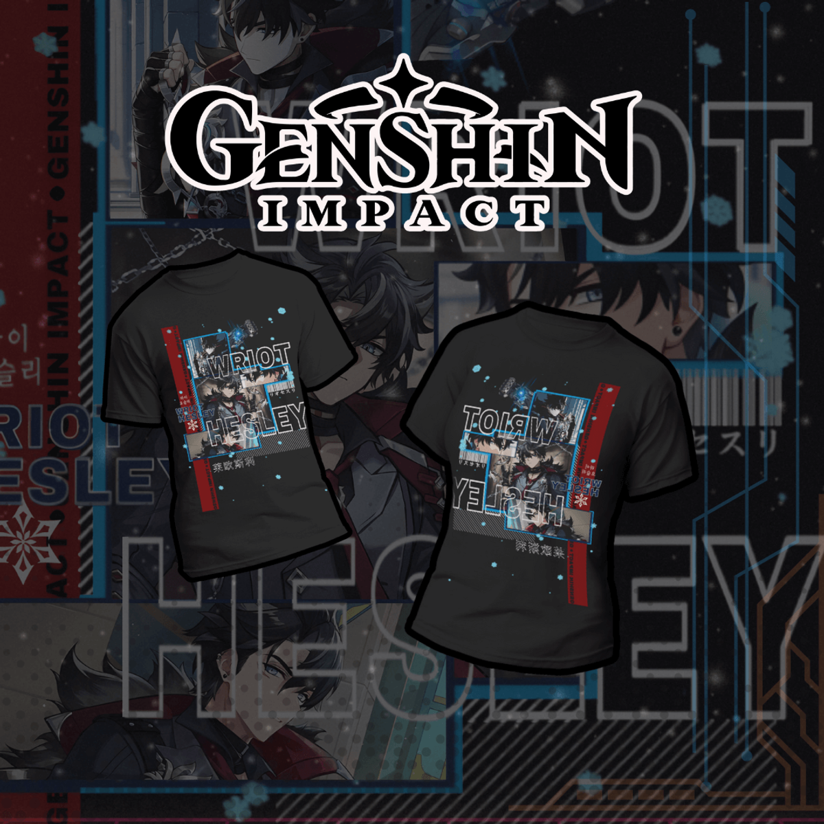 Nome do produto:  Camiseta Genshin Impact - Wriothesley Dark Colors