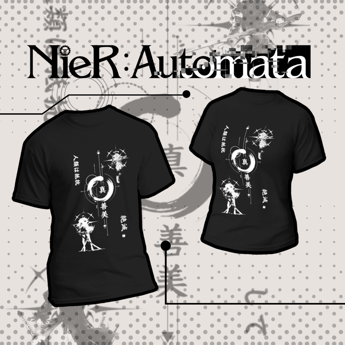 Nome do produto:  Camiseta Nier Automata - Dark Colors