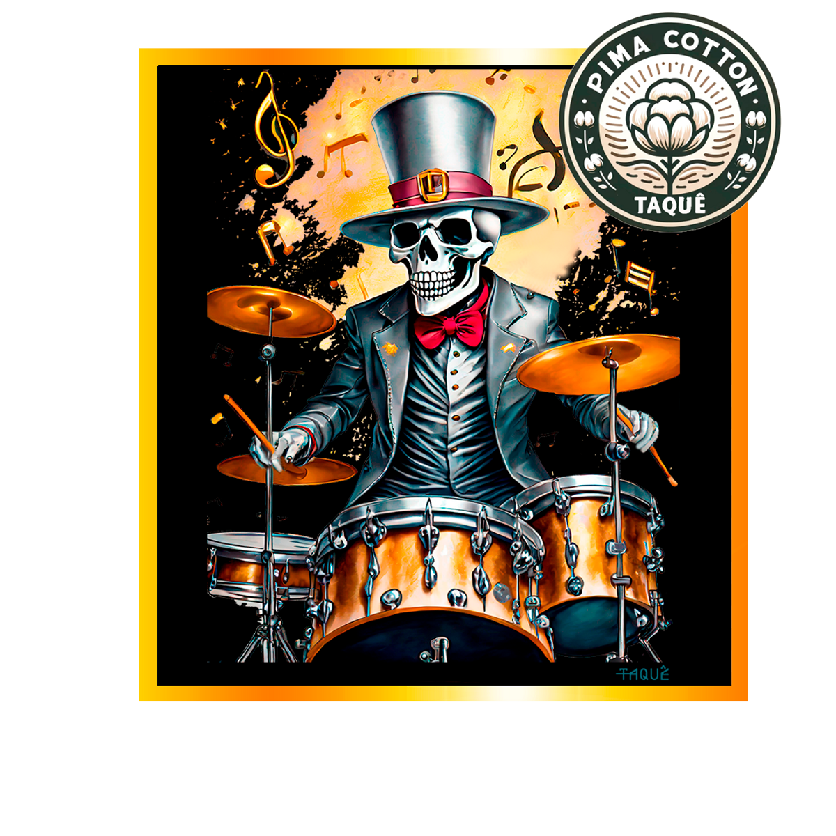 Nome do produto: Camiseta Skull Drummer Pima