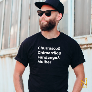 Camiseta Churrasco & Chimarrão & Fandango & Mulher
