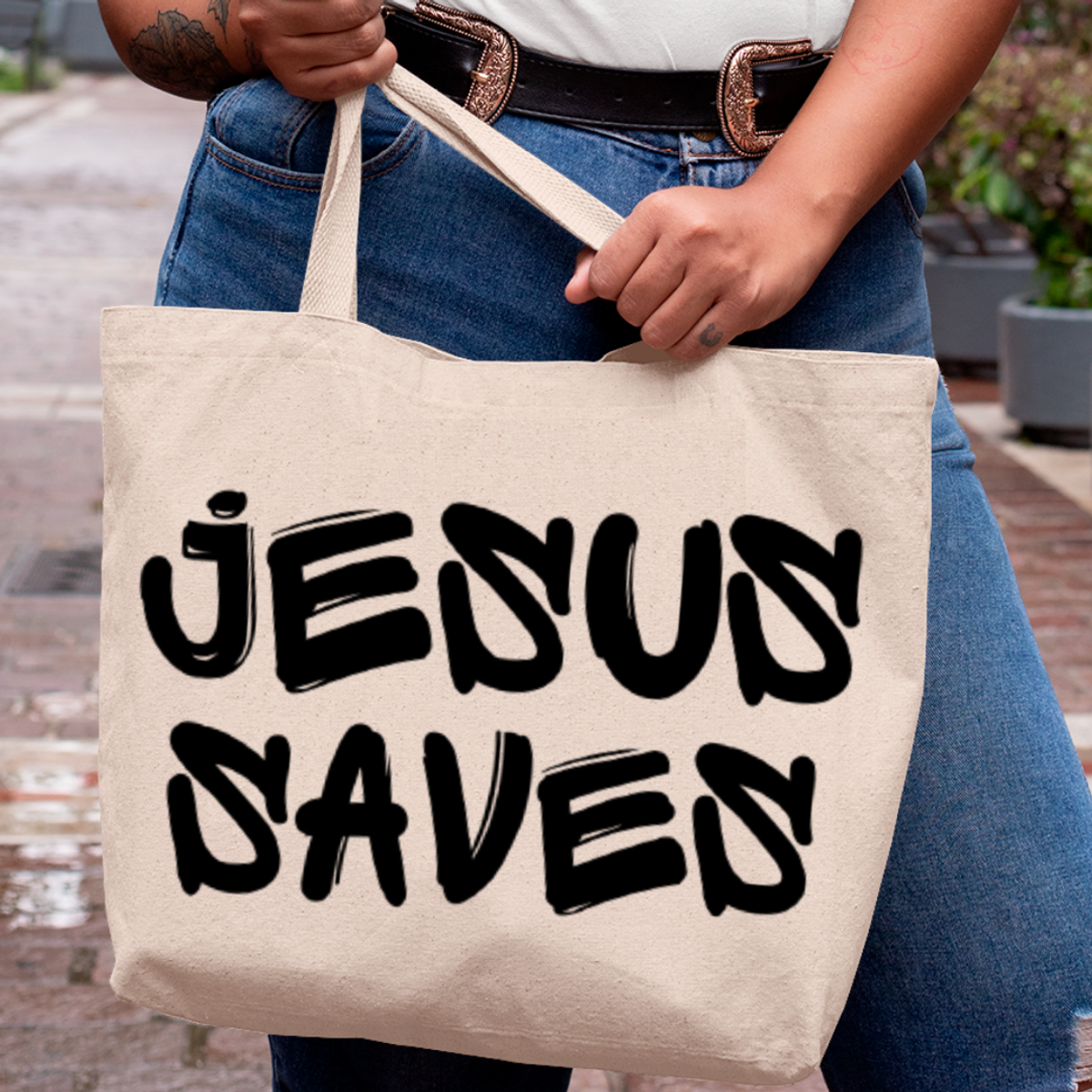 Nome do produto: Eco Bag Frases - Jesus Saves