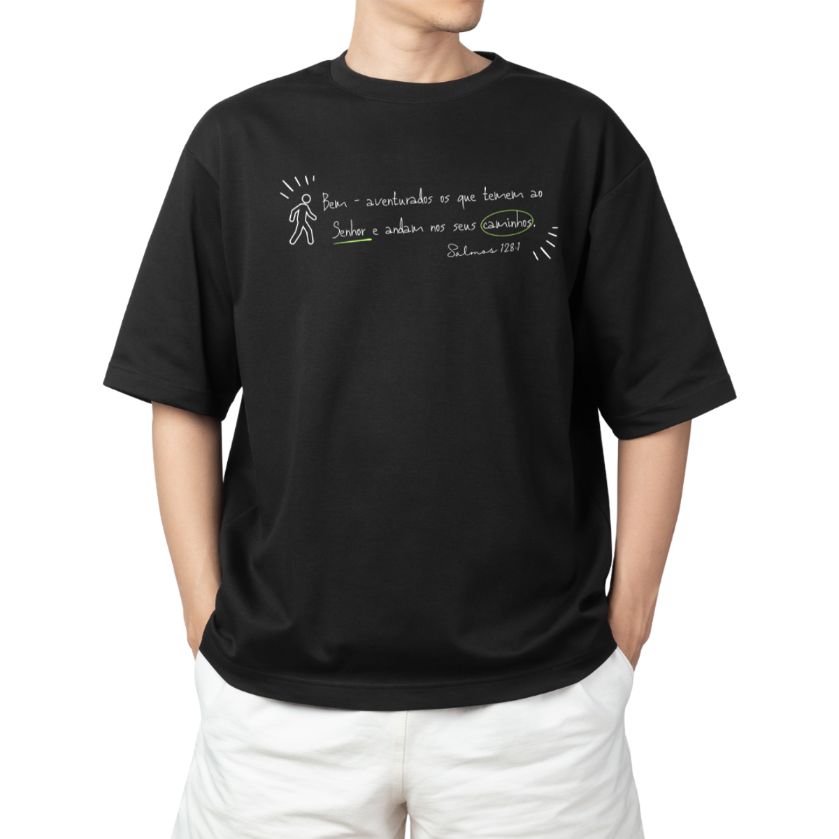 Nome do produto: Camiseta Versículo - Salmos 128 - Bem-Aventurados - Plus Size