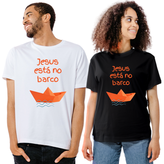Camiseta Frases - Jesus Está no Barco