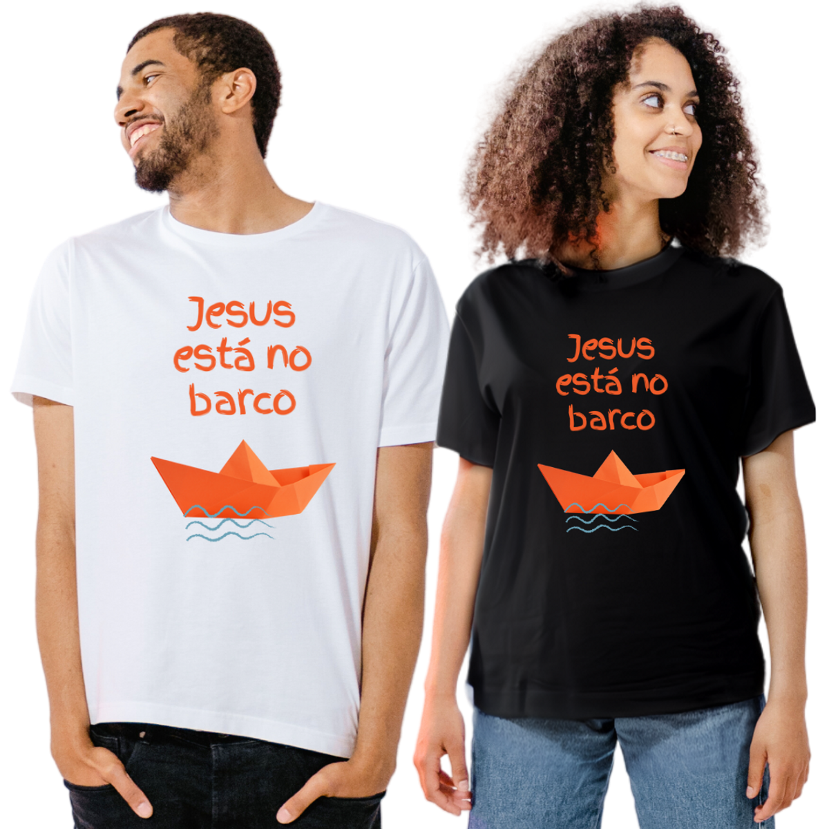 Nome do produto: Camiseta Frases - Jesus Está no Barco