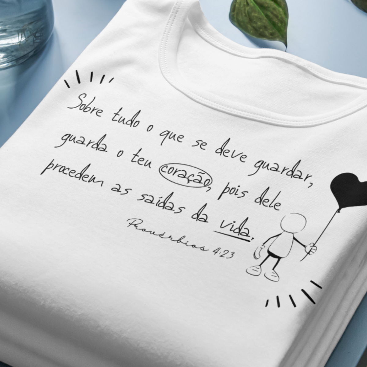 Nome do produto: Camiseta Versículo - Provérbios 4:23 - Guarda o Coração - Estampa Preta