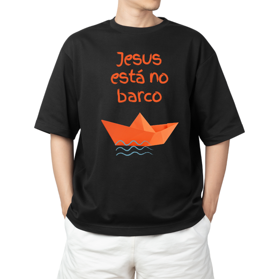Camiseta Frases - Jesus Está no Barco - Plus Size