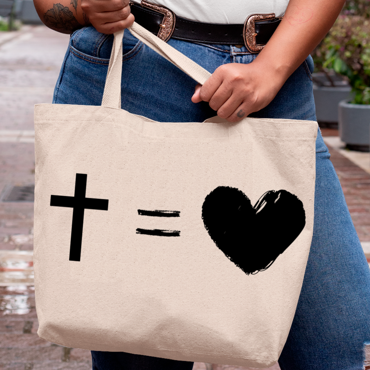 Nome do produto: Eco Bag Frases - CRUZ = AMOR