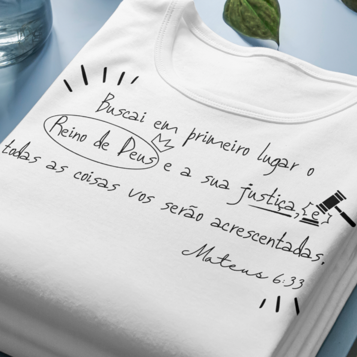 Nome do produto: Camiseta Versículo - Mateus 6:33 - Buscai o Reino de Deus - Estampa Preto