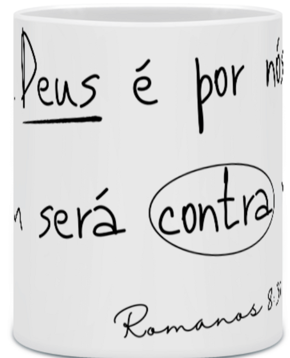 Nome do produto: Caneca Versículo - Romanos 8:31 - Se Deus é por nós