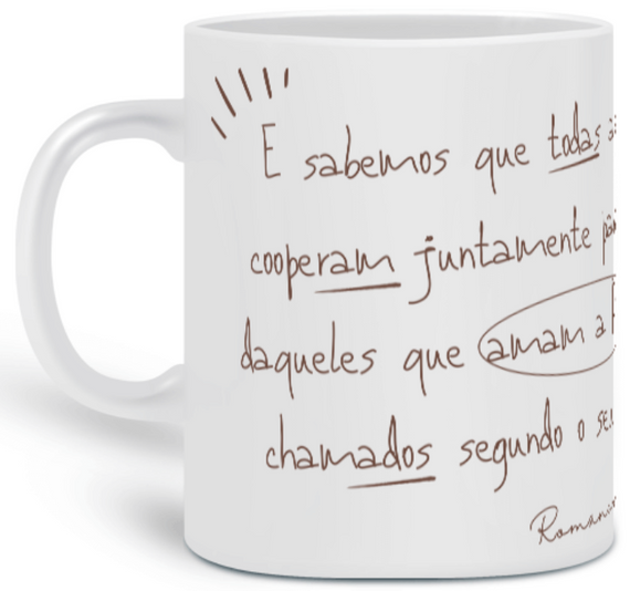 Caneca Versículo - Romanos 8:28 - Tudo Coopera para o bem