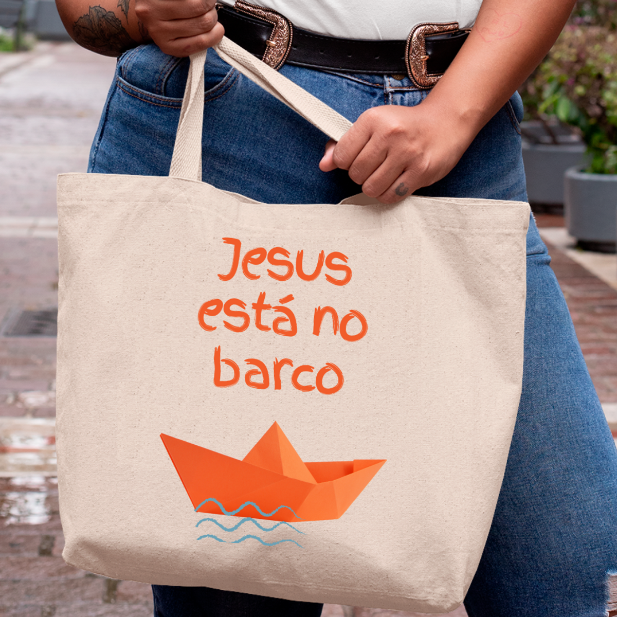 Nome do produto: Eco Bag Frases - Jesus Está no Barco