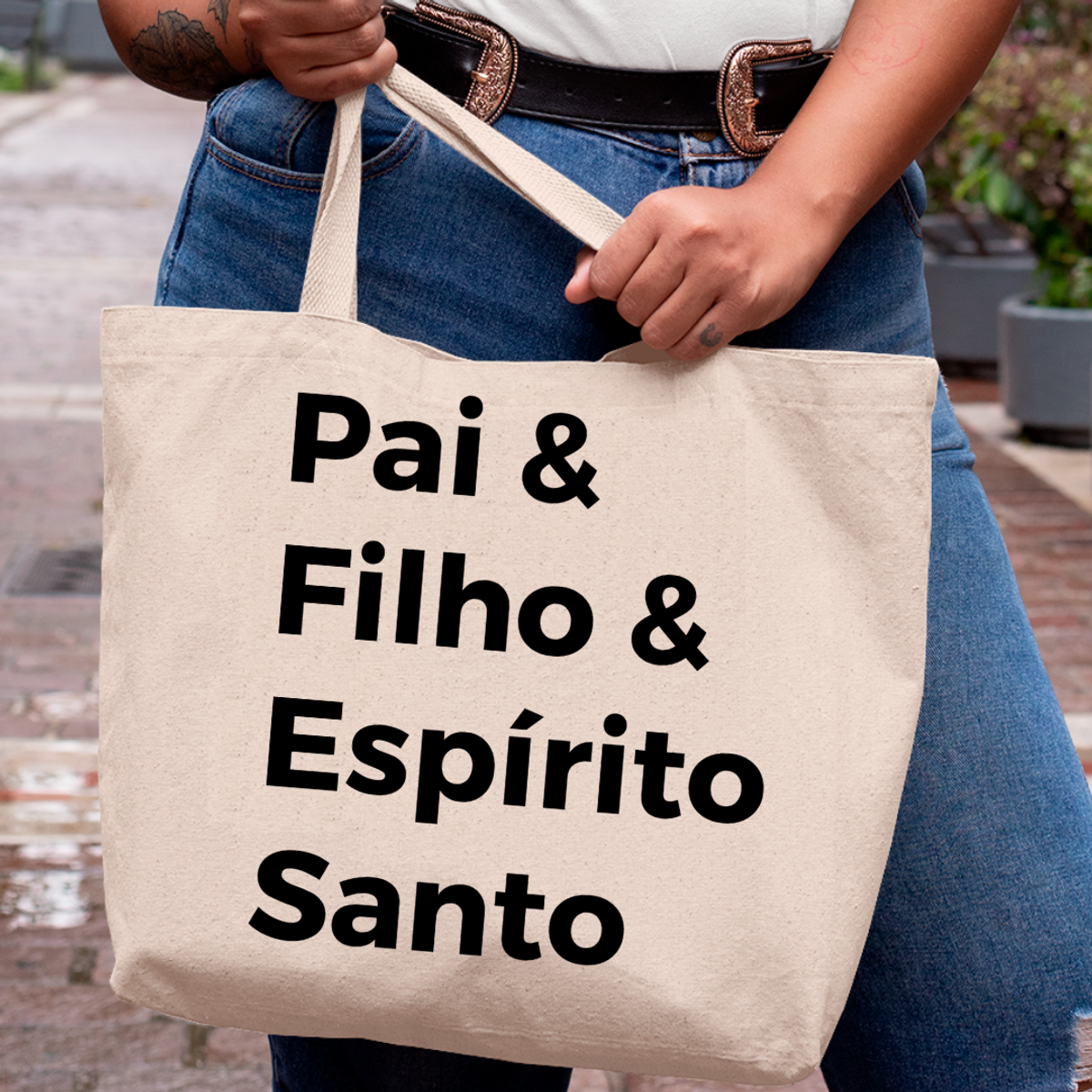 Nome do produto: Eco Bag Frases - Pai, Filho e Espirito Santo