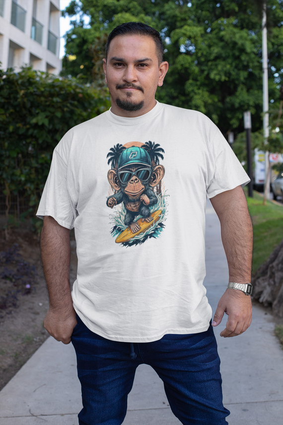 CAMISETA T-SHIRT PLUS SIZE, SURF MONKEY