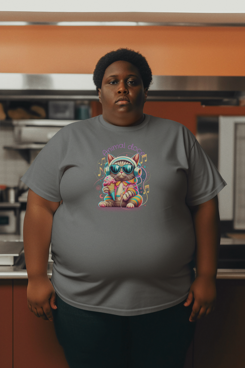 Nome do produto: CAMISETA T-SHIRT PLUS SIZE CAT, ANIMAL DOCE