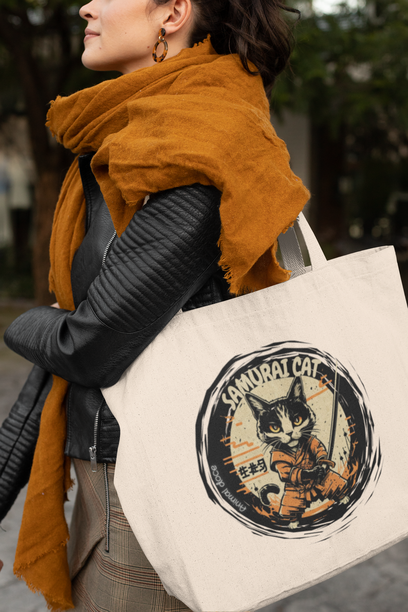 Nome do produto: ECOBAG GRANDE CRU, SAMURAI CAT, 100%ALGODAO, P-M-G 