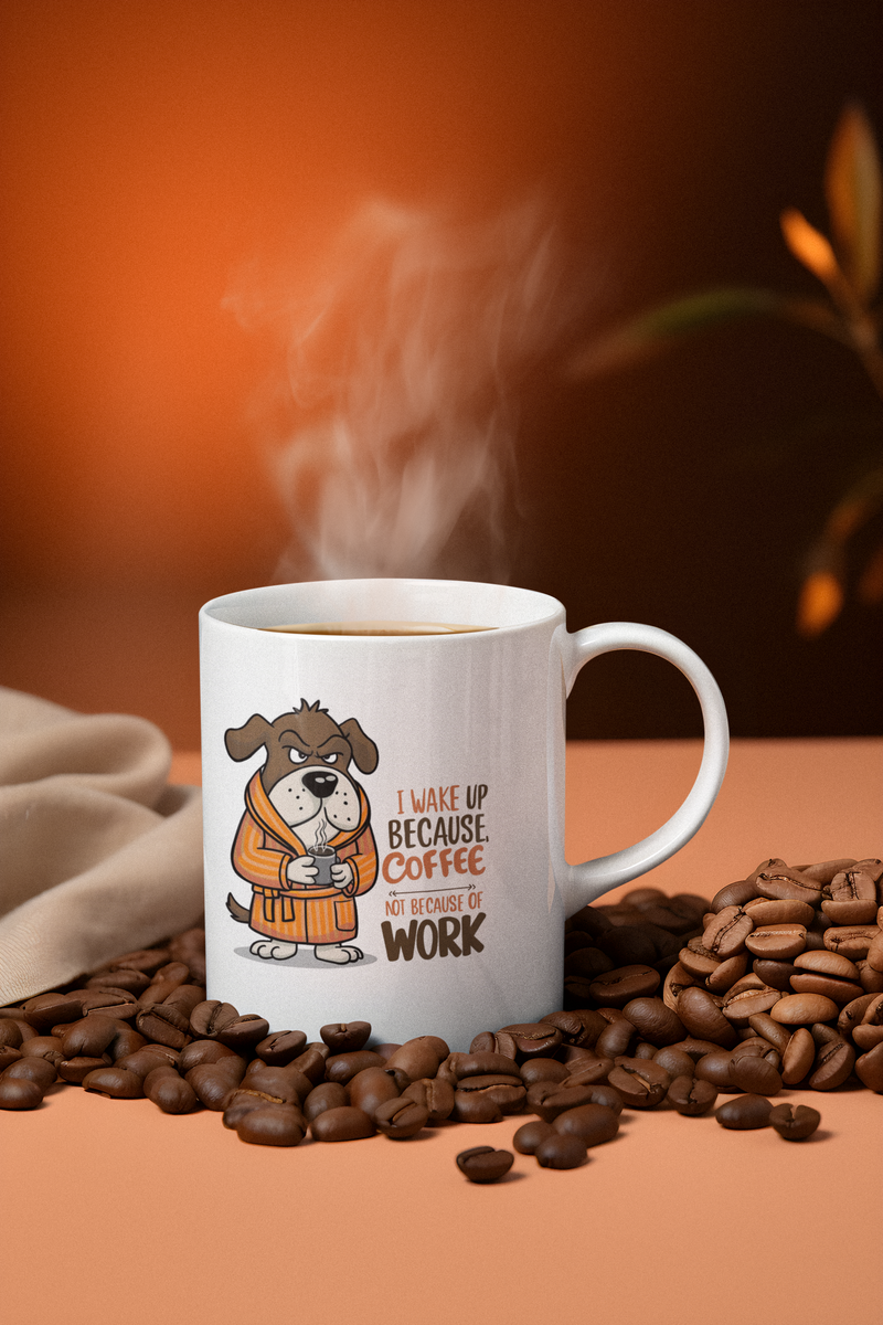 Nome do produto: CANECA PERSONALIZADA CRIATIVA EM CERÂMICA, 325ML C/02 LADOS, DOG COFFEE