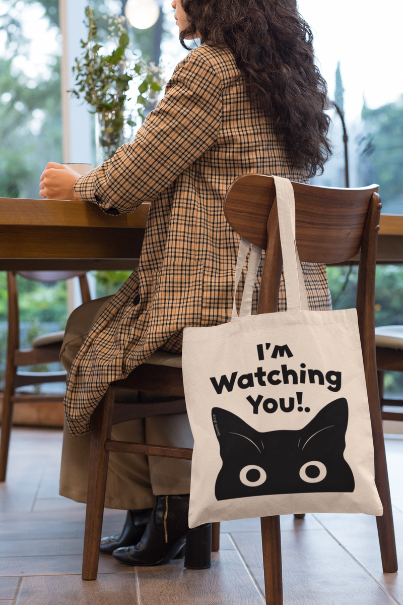 Nome do produto: ECOBAG GRANDE CRU, CAT I´M WATCHING YOU, 100%ALGODAO, P-M-G