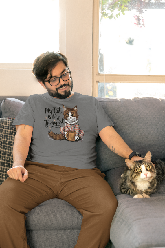 CAMISETA T-SHIRT PLUS SIZE, MY CAT IS MY THERAPIST