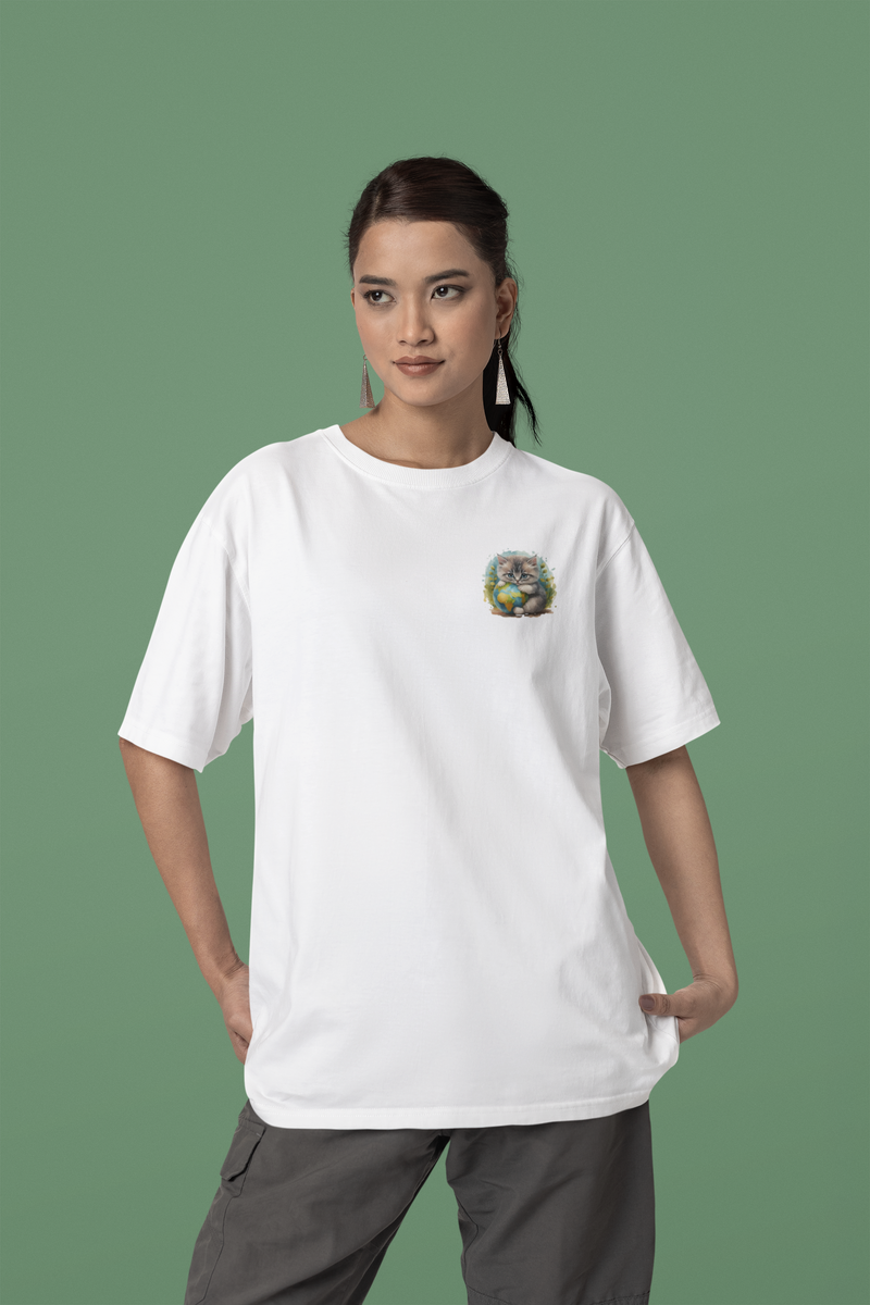 Nome do produto: CAMISETA T-SHIRT PIMA MINIMALISTA, CAT PLANETA