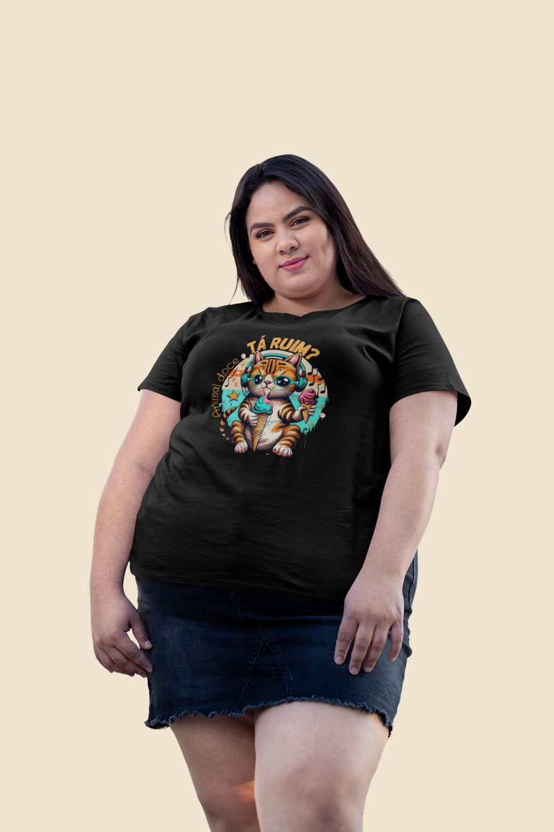 Nome do produto: CAMISETA T-SHIRT PLUS SIZE CAT, TA RUIM