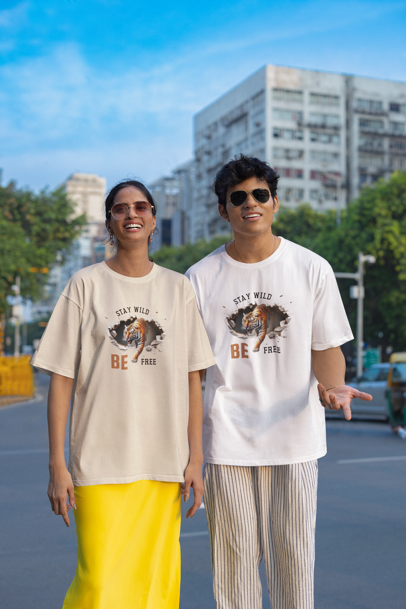 Nome do produto: CAMISETA OVERSIZED, TIGER STAY WILD BE FREE