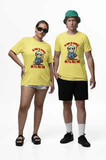 CAMISETA T-SHIRT ESTONADA DOG, LINHA FILME JASON BE KIND TO ANIMALS, SEXTA FEIRA 13