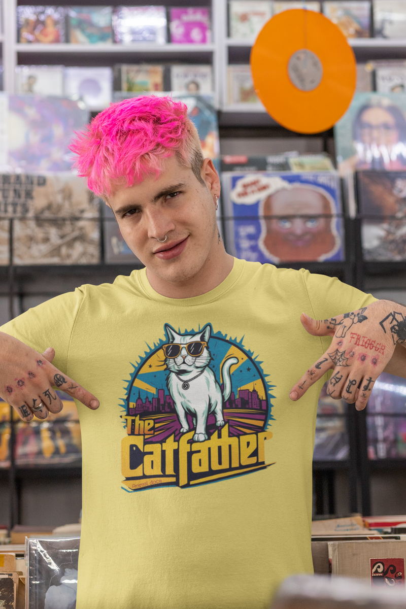 Nome do produto: CAMISETA T-SHIRT ESTONADA, THE CAT FATHER