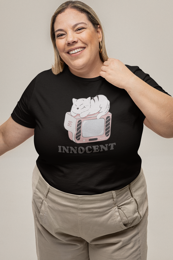 CAMISETA T-SHIRT PLUS SIZE, INNOCENT CAT