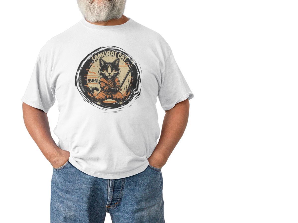 Nome do produto: CAMISETA T-SHIRT PLUS SIZE, SAMURAI CAT