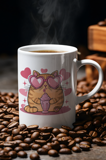 Nome do produto CANECA PERSONALIZADA CRIATIVA EM CERÂMICA, 320ML C/02 LADOS, CAT LOVE