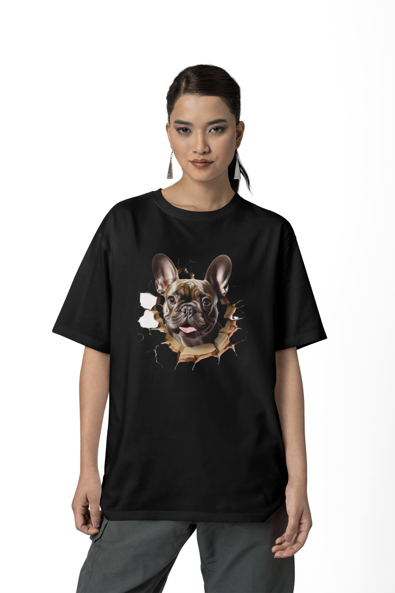 Nome do produto: CAMISETA T-SHIRT PRIME, ESTILO 3D DOG BULDOGUE FRANCÊS  