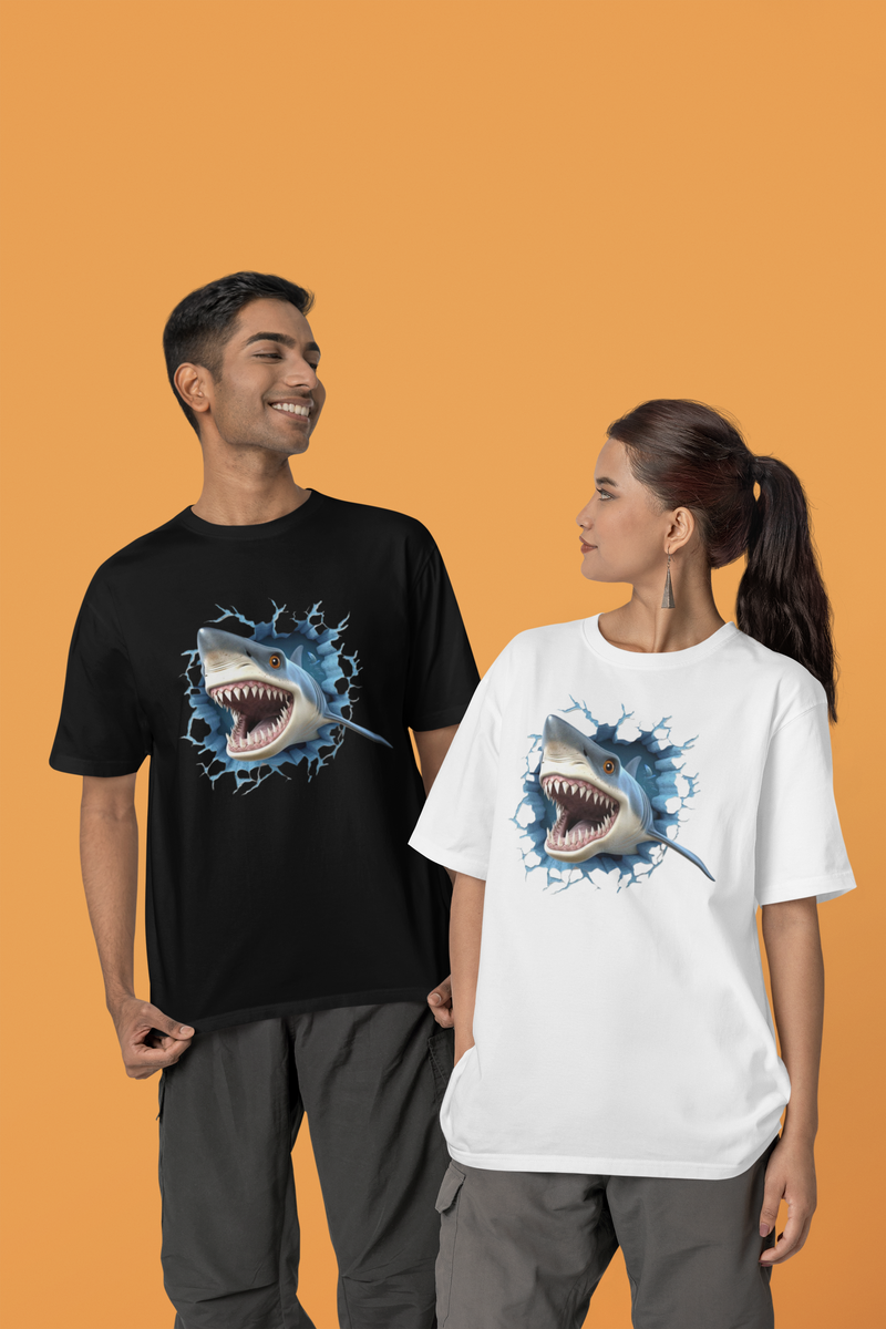 Nome do produto: CAMISETA T-SHIRT PRIME, ESTILO 3D TUBARÃO