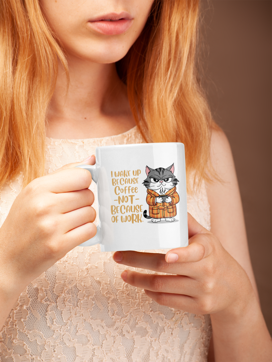 Nome do produto: CANECA PERSONALIZADA CRIATIVA EM CERÂMICA, 325ML C/02 LADOS, CAT COFFEE