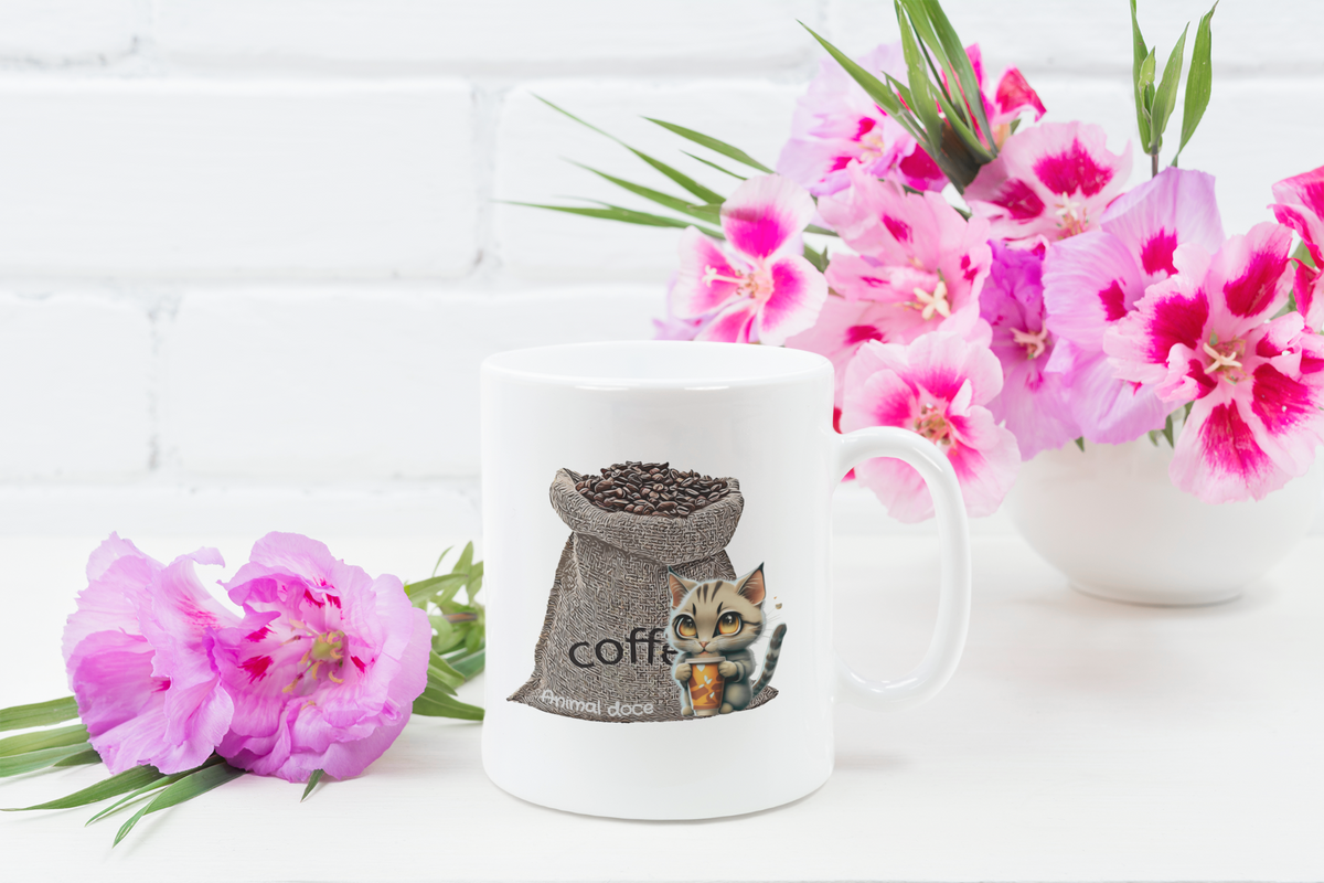 Nome do produto:  CANECA PERSONALIZADA CRIATIVA EM CERÂMICA, 320ML C/02 LADOS COFFEE CAT