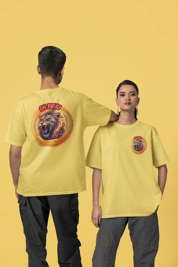 CAMISETA T-SHIRT ESTONADA F/V, LION ON FIRE