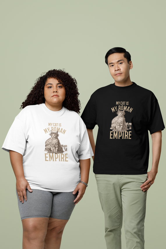 CAMISETA T-SHIRT PLUS SIZE, MY CAT IS MY ROMAN