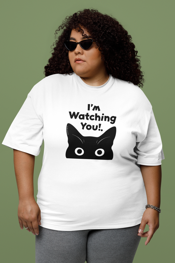 CAMISETA T-SHIRT PLUS SIZE CAT, I´M WATCHING YOU