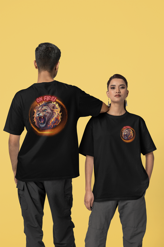 CAMISETA T-SHIRT QUALITY F/V, LION ON FIRE