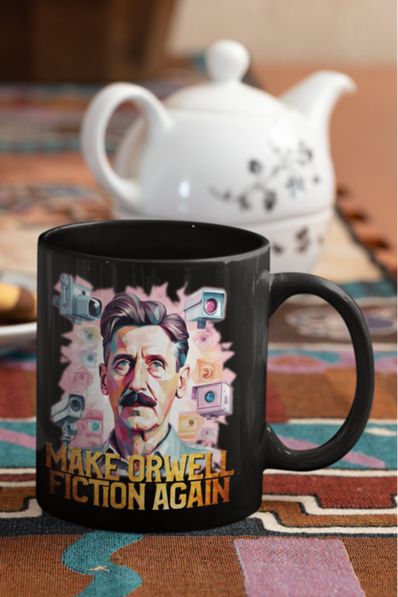 Nome do produto: Caneca Make Orwell Fiction Again (Preta)