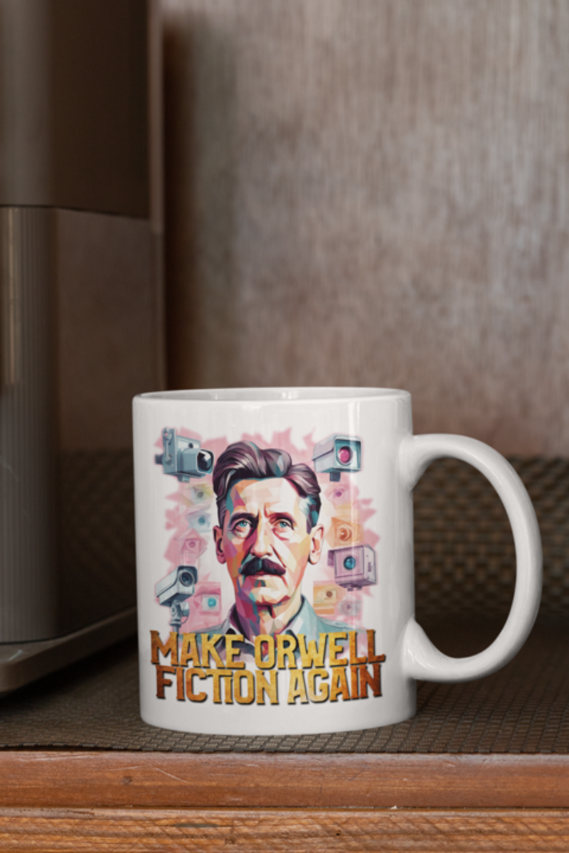 Nome do produto: Caneca Make Orwell Fiction Again (Branca)