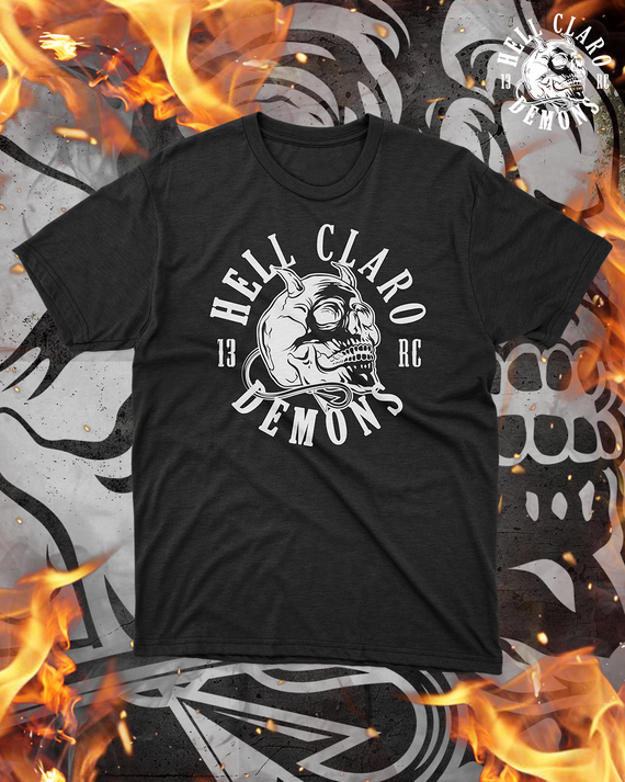 Hell Claro Demons Camiseta Oficial - Logo Frontal Grande - Prime Edition - Preta