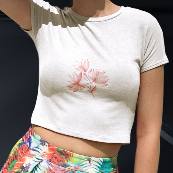 Camiseta Feminina Cropped Flores