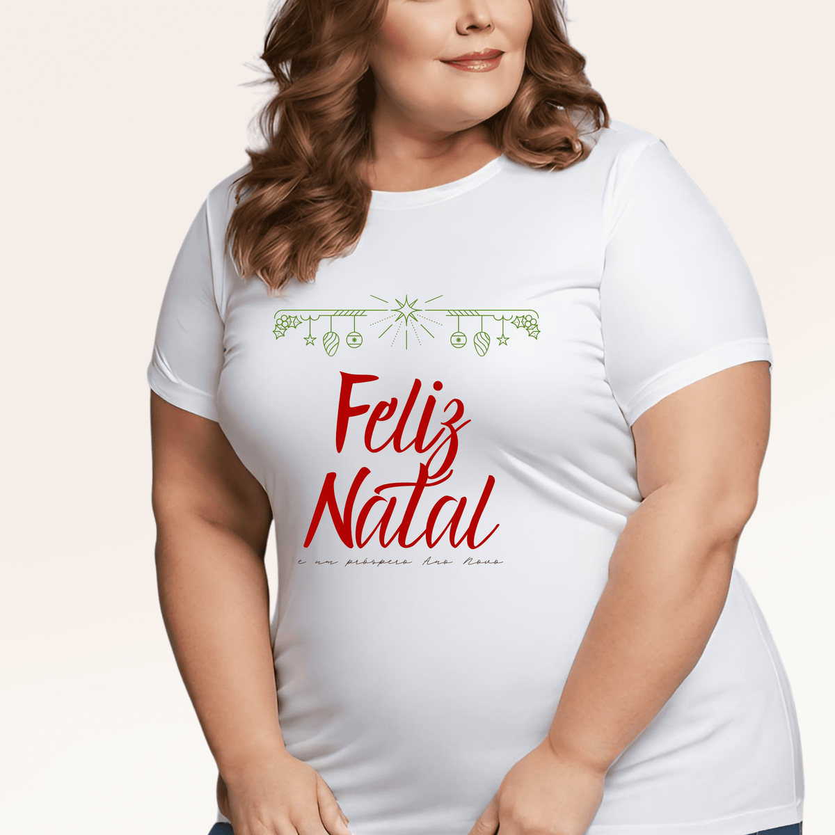Nome do produto: Camiseta Feminina Plus Size Coleção Fim De Ano