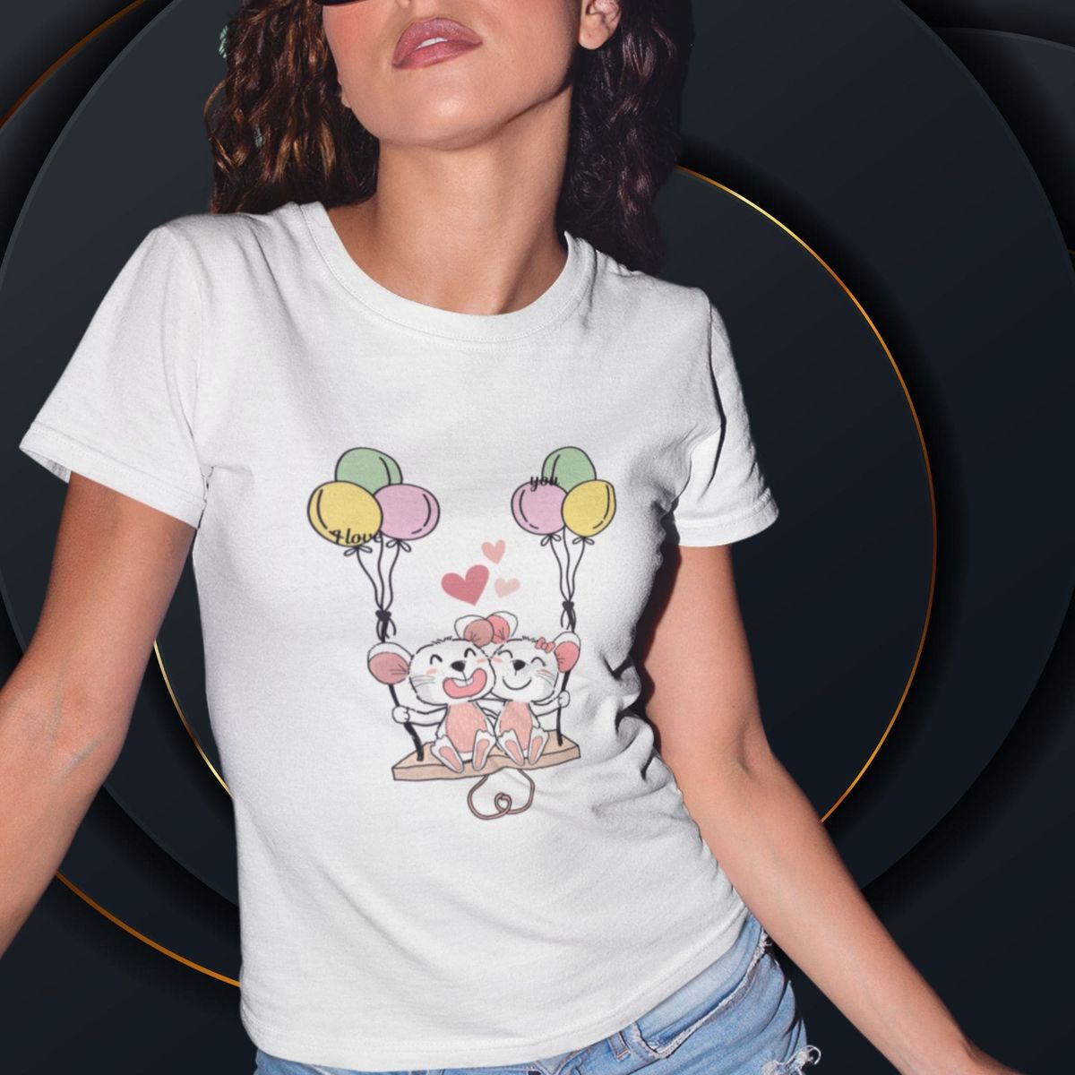 Nome do produto: Camiseta Feminina Baby Long Hamsters Apaixonados